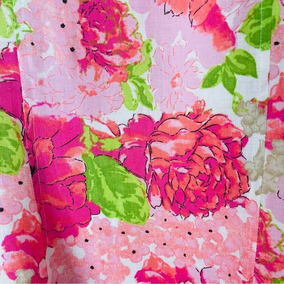 Kim Rogers pink green floral linen cottagecore midi skirt 14 - Picture 4 of 6